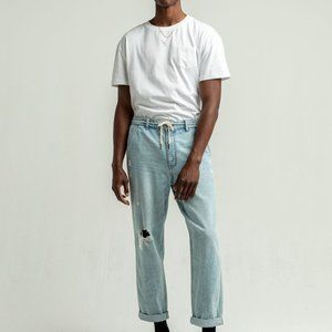 RSQ Mens Light Bleach Destroyed Denim Beach Pant NEW Size L